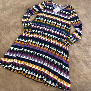 NWT! Lularoe | Emily Swing Dress Geometric Chevron Hidden Pocket Long Sleeve S